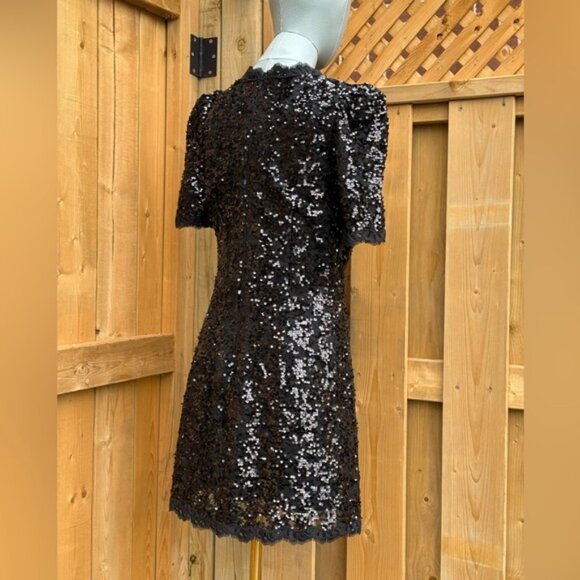 🆕 REBECCA VALLANCE 🧿 NWOT x Nicky Hilton Diana Black Bow Sequin Mini, Sz US 8 - Picture 6 of 16